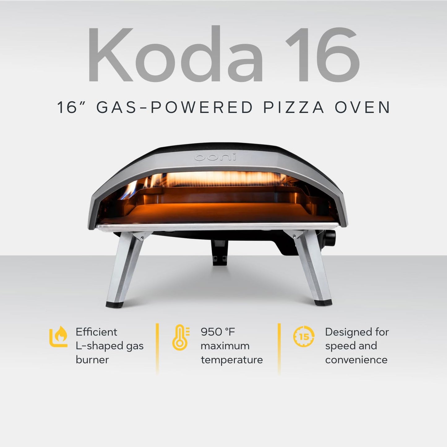 Ooni Koda 16 Gas Pizza Oven – 28mbar Propane Outdoor Pizza Oven, Portable Pizza Oven For Fire and Stonebaked 16 Inch Pizzas, With Gas Hose & Regulator, Countertop Pizza Maker, Outdoor Pizza Cooker