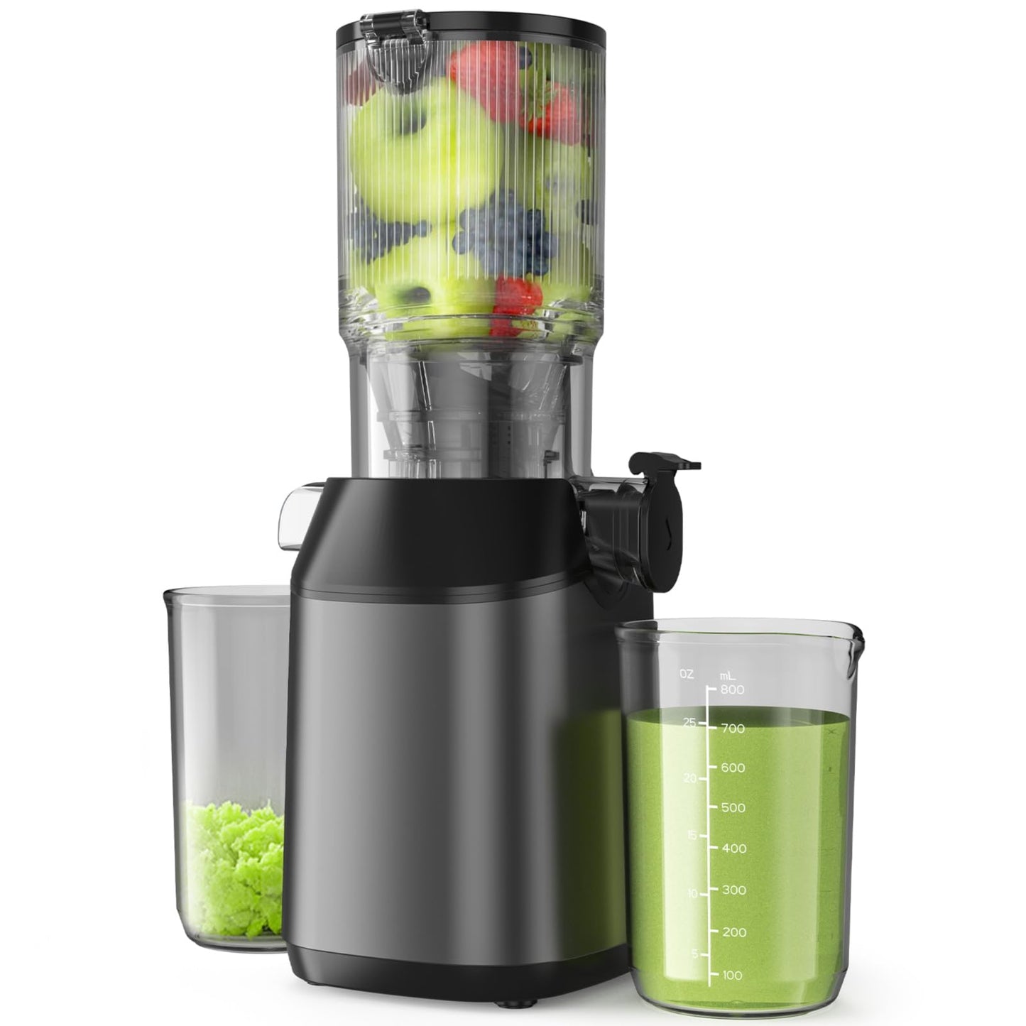 Cold Press Juicer, JoyBear Slow Masticating Machines with 5.3" Extra Large Feed Chute Fit Whole Fruits Vegetables Easy Clean Self Feeding Effortless for Batch Juicing, High Juice Yield, BPA Free 200W