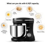 ROSPEC Stand Mixer,6.5-QT 660W 8-Speed Tilt-Head Food Mixer, Kitchen Electric Mixer with Dough Hook, Wire Whip & Beater (Black)