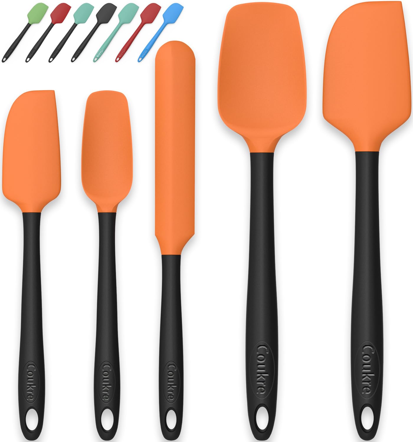 Coukre Silicone Spatula Set of 5,High Temperature Resistant, Food Grade Silicone, Dishwasher Safe, for Baking, Cooking (Aqua Green)