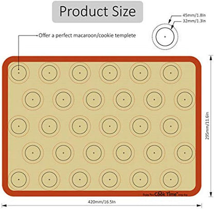 Macaron Silicone Baking Mat - Set of 2 Non Stick Silicon Macaroon Baking Sheet Cookie Liner(BPA Free/Reusable/Half Sheet),Perfect Cooking Kit for Macarons,Pastry,Cake and Bread Making (Red)