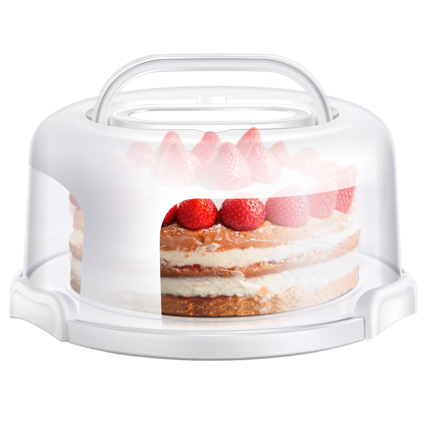 Ohuhu Cake Carrier with Lid and Handle, BPA-Free Cake Containers Cake Holder for 10 inch Cake with 2 Handles Cupcake Carrier - Plastic Cover Two Sided Base for Transport Pies Nuts Fruit Perfect Gifts