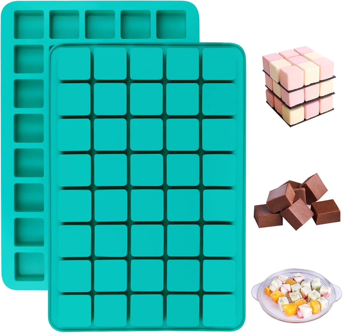 Mity rain 2 Pack 40-Cavity Square Caramel Candy Silicone Molds,Chocolate Forf Truffles, Fat Bombs Keto Snacks, Whiskey Ice Cube Tray,Grid Fondant Mould,Hard Candy Pralines Gummy Jelly Mold