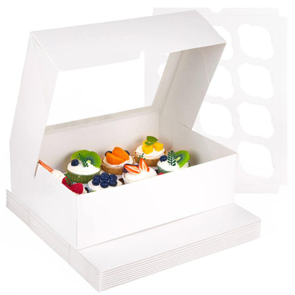 VGOODALL 12 Count Cupcake Boxes, 6PCS Cupcake Container with Window Boxes Holding 72 Pastry Box for Birthday Holiday Party Bakery Supplies 13.2"x9.8"x4"