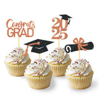 24Pcs Graduation Cupcake Toppers, Graduation Cupcake Picks for Cupcake Food Decorations - Class of 2025 Cupcake Toppers Supplies (Blue)