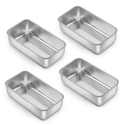 E-far Loaf Pan for Baking Bread, 9 x 5 Inch Stainless Steel Baking Loaf Pans, Metal Bakeware for Bread Meatloaf Cake Brownies, Healthy & Non Toxic, Easy Release & Dishwasher Safe - Set of 3