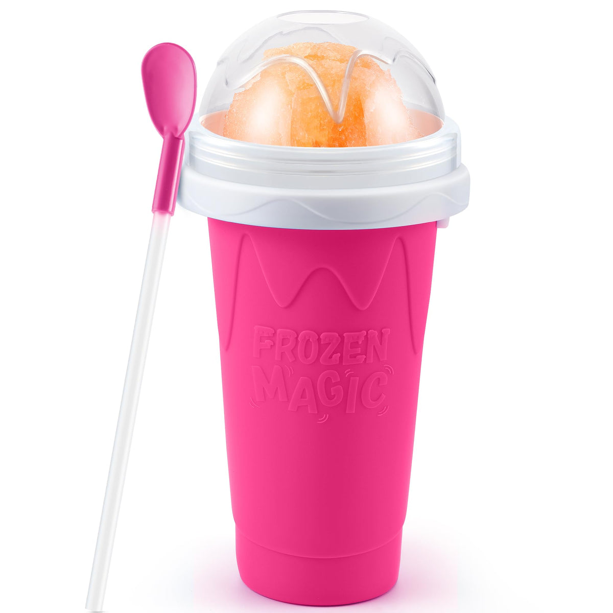 Kubek Slushy Tgosomt, kubek do wyciskania lodu TIK TOK Frozen Magic Slushie Maker, fajne gadżety i świetne prezenty do skarpet i prezenty w kształcie białego słonia (różowe)