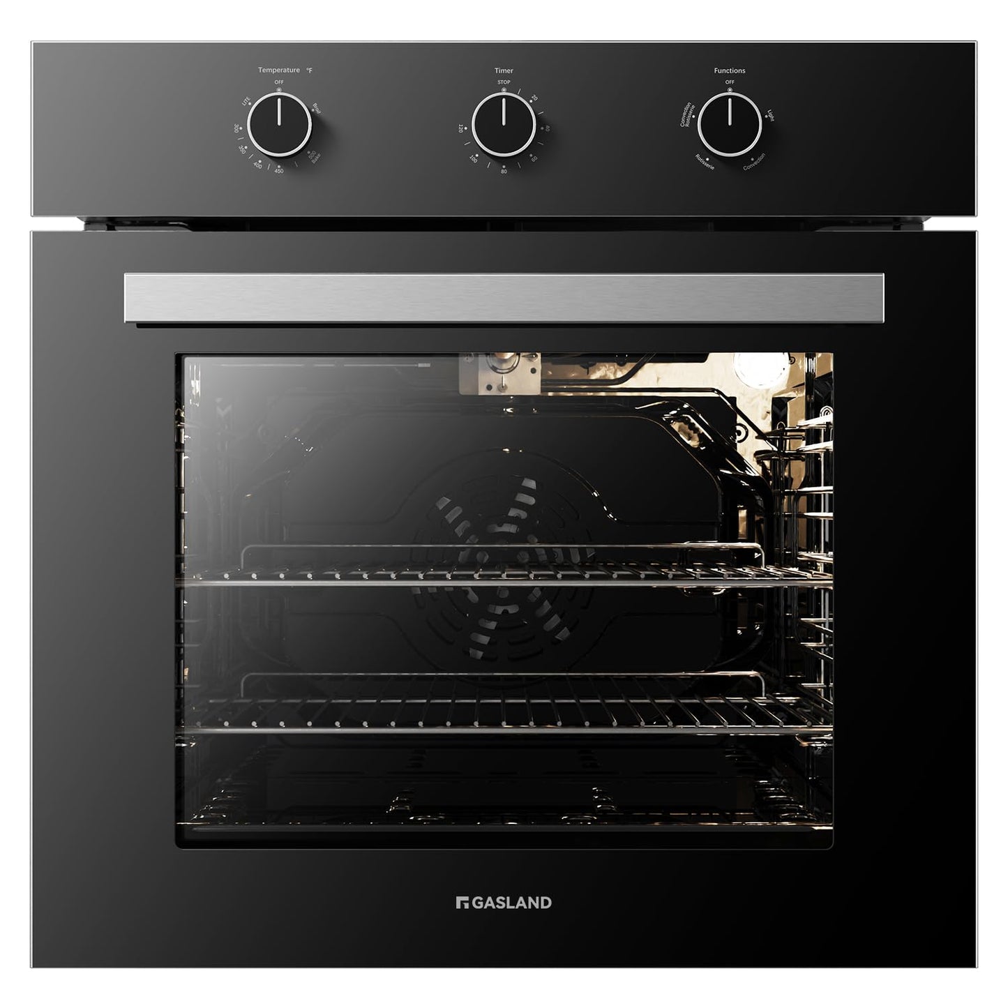 GASLAND 24 Inch Gas Wall Oven, Pro GS606MB Natural Gas Wall Oven, Built-in Single Wall Oven, with Bake Broil Rotisserie Functions, Built-in Timer and Convection Fan, 120V Cord Plug, Black