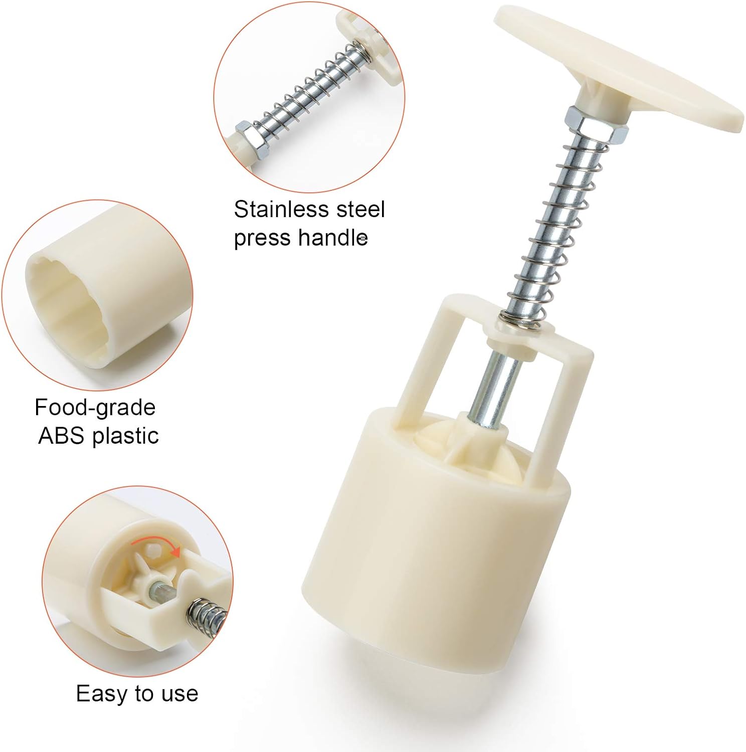 Luxiv Moon Cake Mould 50g, 12 PCS Pattern Hand-Pressure Mooncake Molds for Mid-Autumn DIY Pastry Tool 2 Sets with 6pcs Round Flower Mooncake Mode and 6 Pcs Square Pattern Mooncake Mould (White, 50g)