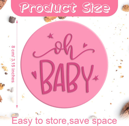 6 Pcs Baby Shower Fondant Embosser Cookie Stamps 3D Design Baby Shower Cookie Cutters Stamp for Party Decorating Fondant Icing Cupcake Cake(Baby)