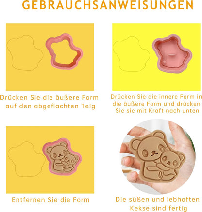 Forest Animal Cookie Cutters for Kids,Mini Cartoon Cookie Cutters with Plunger Stamps Set for Home Baking,Biscuits Cutter,Cake Decoration,Cute 3D Cookie Stamps