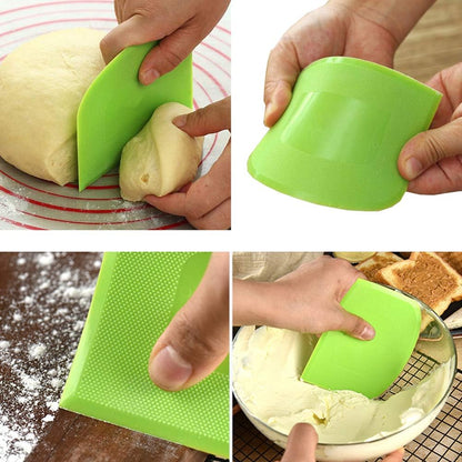 2 Pieces Dough Scraper Bowl Scraper Food-safe Plastic Dough Cutter Flexible Plastic Scraper Practical Bench Scraper Multipurpose Food Scrappers for Bread Dough Cake Fondant Icing, White, Green