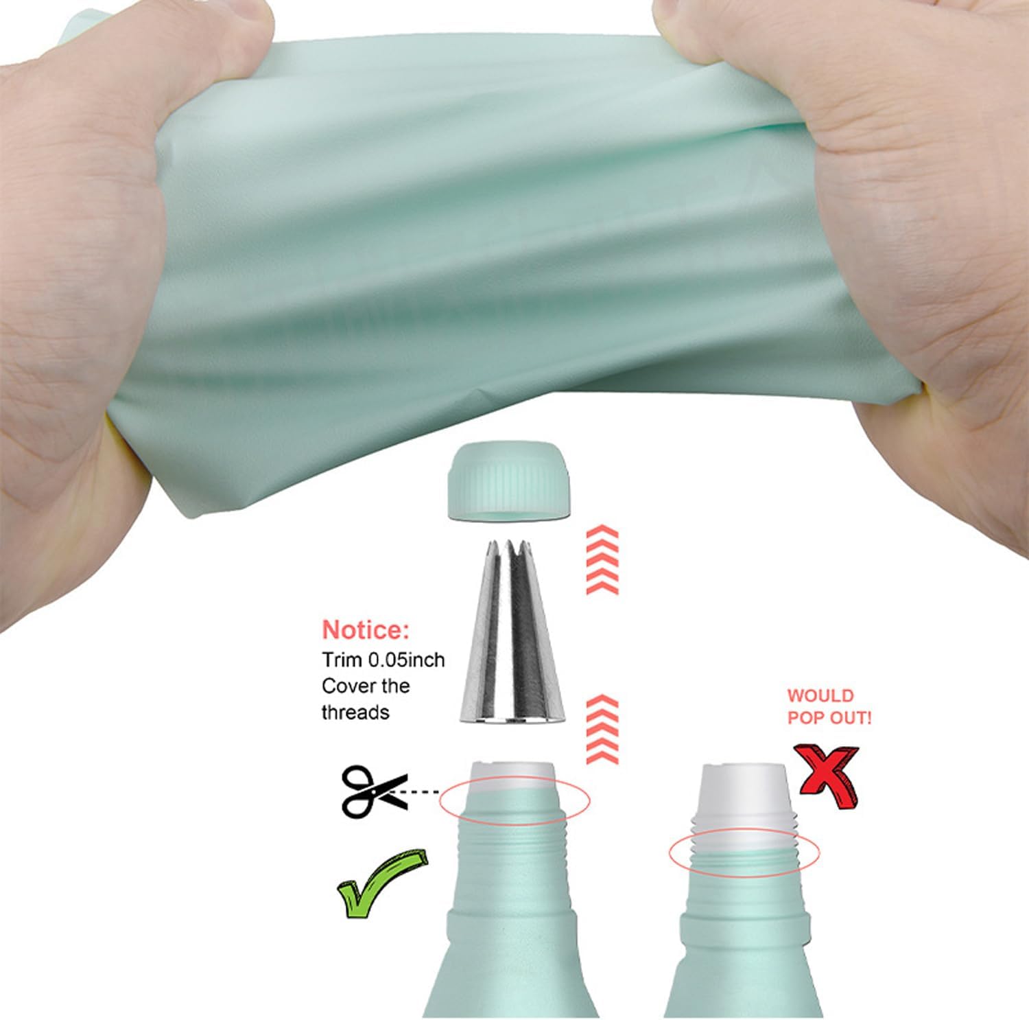 20 Inch Piping Bags Reusable, Silicone Pastry Bags Set, Large Cake Decorating Bag, 2 PCS Icing Frosting Bags for Cake, Dessert, Pastry, Cookies,Cupcake, DIY Baking Tools, Green
