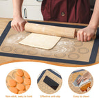 16Pcs Macaron Silicone Baking Mats Kit, Reusable Nonstick Macarons Baking Supplies Silicone Bakeware Mats with Baking Tools for Oven, Cookie, Bread(Brown,Size:16.5x11.6inch)