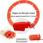 Adjustable Silicone Pie Crust Shields, Baking Protectors Cover Ring Fits 8-11.4 Inch Pies, Pie Crust Protector Cover Kitchen Tool for Baking Pie Pizza (A-A)