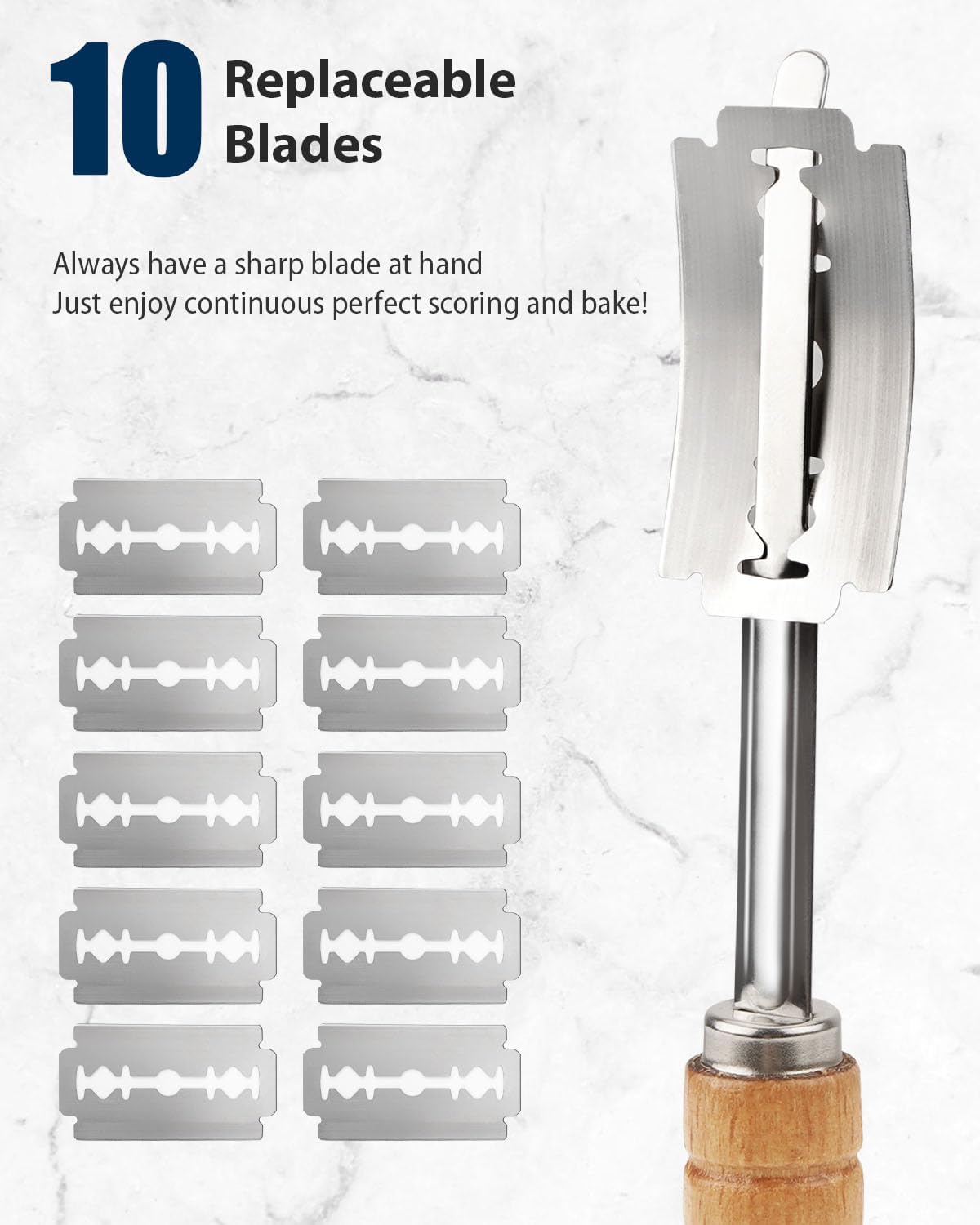 Bread Lame with Storage Box, Sourdough Scoring Tool with 10 Razor Blades and Cut-Proof Finger Sleeves, Scoring Knife for Bread Baking