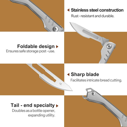 Bread Lame Dough Scoring Tool – Multi-Purpose Scoring Knife, Folding Bread Scorer Tool for Sourdough & Bread Baking with 10 Bread Razor Blades （Grey）