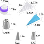 Russian Flower Piping Tips Set - 47 Pcs Cake & Cupcake Decorating Kit - 12 Icing Nozzles, 2 Leaf Tips, 30 Pastry Bags, 1 EVA Bag, 2 Couplers