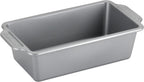 Farberware Nonstick Steel Bakeware Set with Cooling Rack, Baking Pan and Cookie Sheet Set with Nonstick Bread Pan and Cooling Grid, 10-Piece Set, Gray