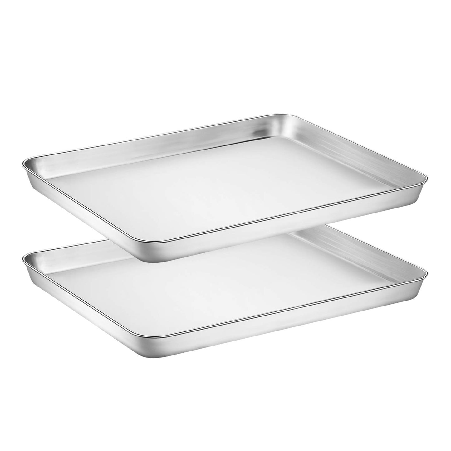 Wildone Baking Sheet Set of 2 - Stainless Steel Cookie Sheet Baking Pan, Size 16 x 12 x 1 inch, Non Toxic & Heavy Duty & Mirror Finish & Rust Free & Easy Clean