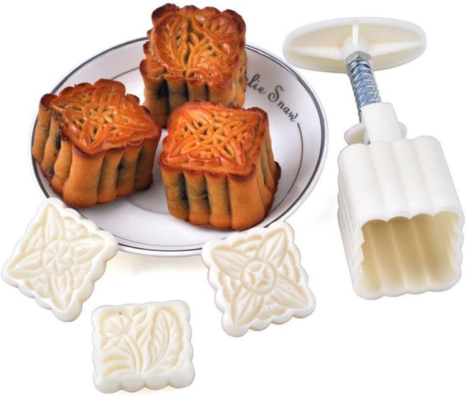 VOVOV Mid-Autumn Festival Hand-Pressure Moon Cake Mould With 12 Pcs Mode Pattern For 4 Sets