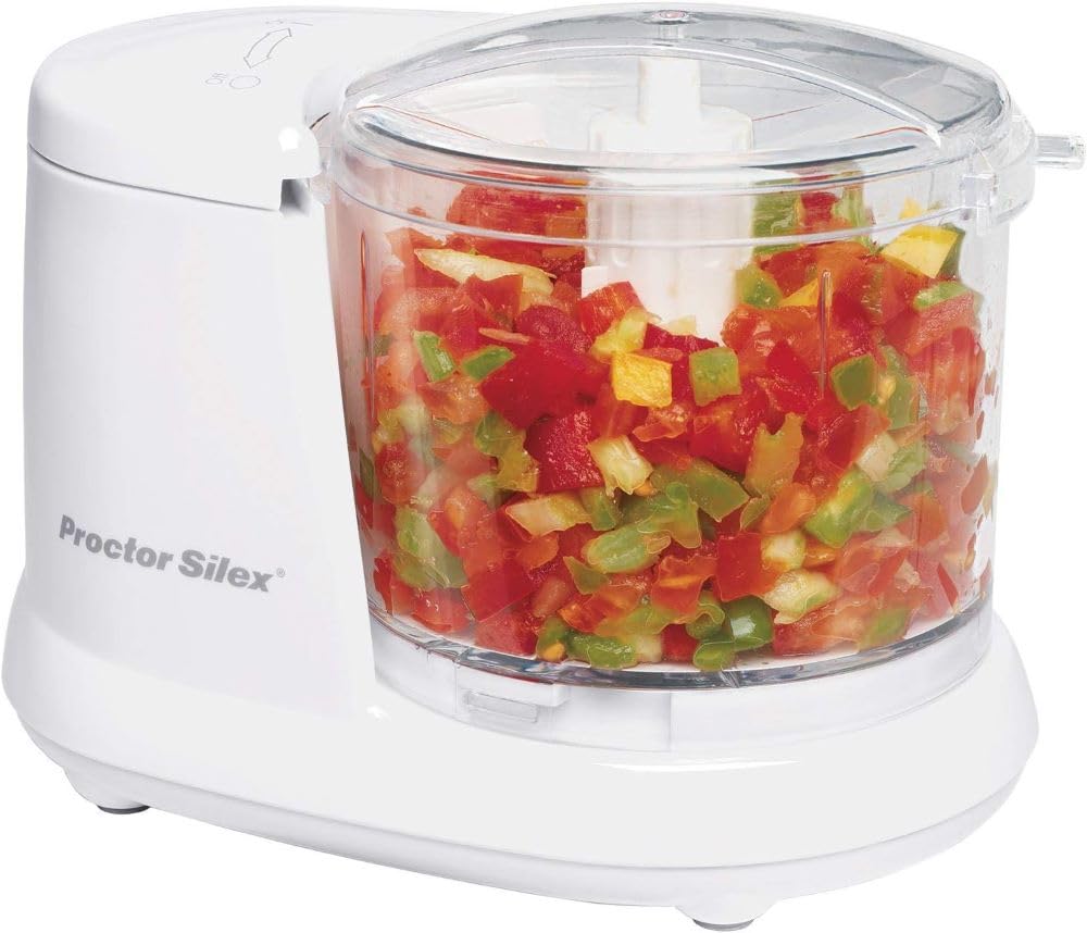 Proctor Silex Durable Electric Vegetable Chopper & Mini Food Processor for Chopping, Puree & Emulsify, 1.5 Cup, 1.5 cups, White