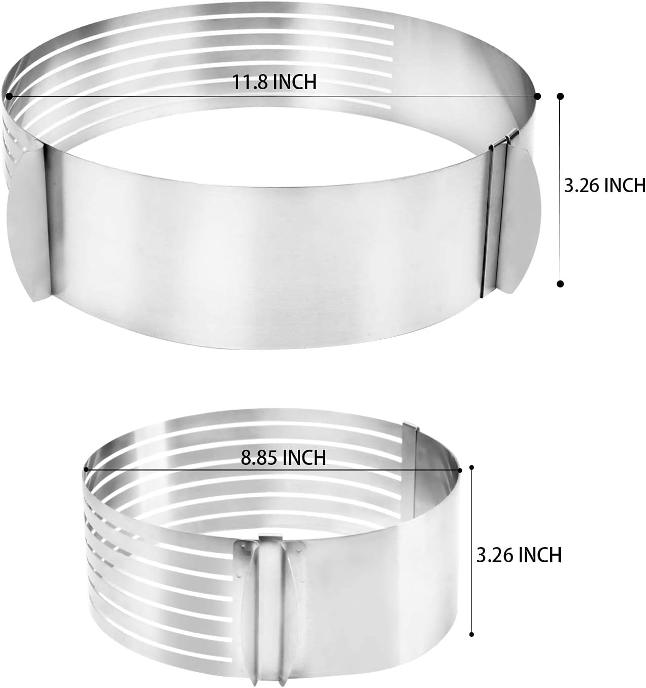 Cake Leveler Slicer, Adjustable Round Cake Rings, Cake cutter, 7 Layer Stainless Steel Cake Slicing Accessories, 9.8-12.2 inch