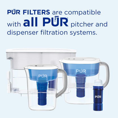 PUR PLUS 11-Cup Water Filter Pitcher with 1 Lead-Reducing PUR Plus Filter, Dishwasher Safe, Powerful Filtration, Filter Change Indicator Light, White, PPT111W