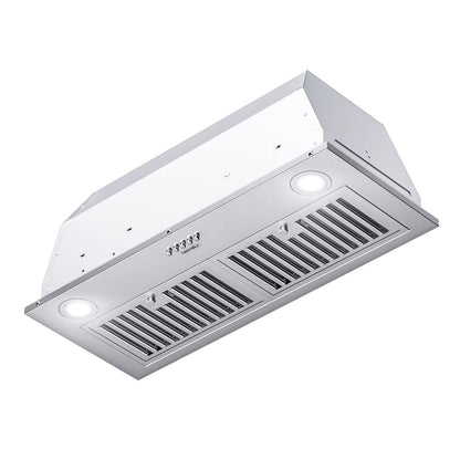 Hermitlux 30 inch Built-in/Insert Range Hood, 600 CFM 3 Speed Vent Hood, Ducted/Ductless Convertible, Stainless Steel with Bright LED Light, Baffle Filters and Charcoal Filters