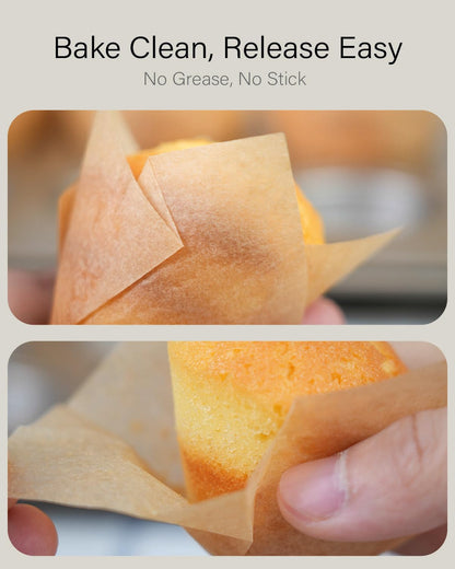 200pcs Natural Mini Tulip Cupcake Liners for Baking Cups, Unbleached, Greaseproof EU Parchment paper, Mini Tulip Muffin Liners for Party, Christmas, Valentines