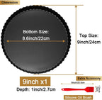 9 Inch Tart and Quiche Pan with Removable Bottom, Pie pans for baking, Non-stick Carbon Steel Quiche Pan for Pie, Mousse Cakes, Fruit and Desserts