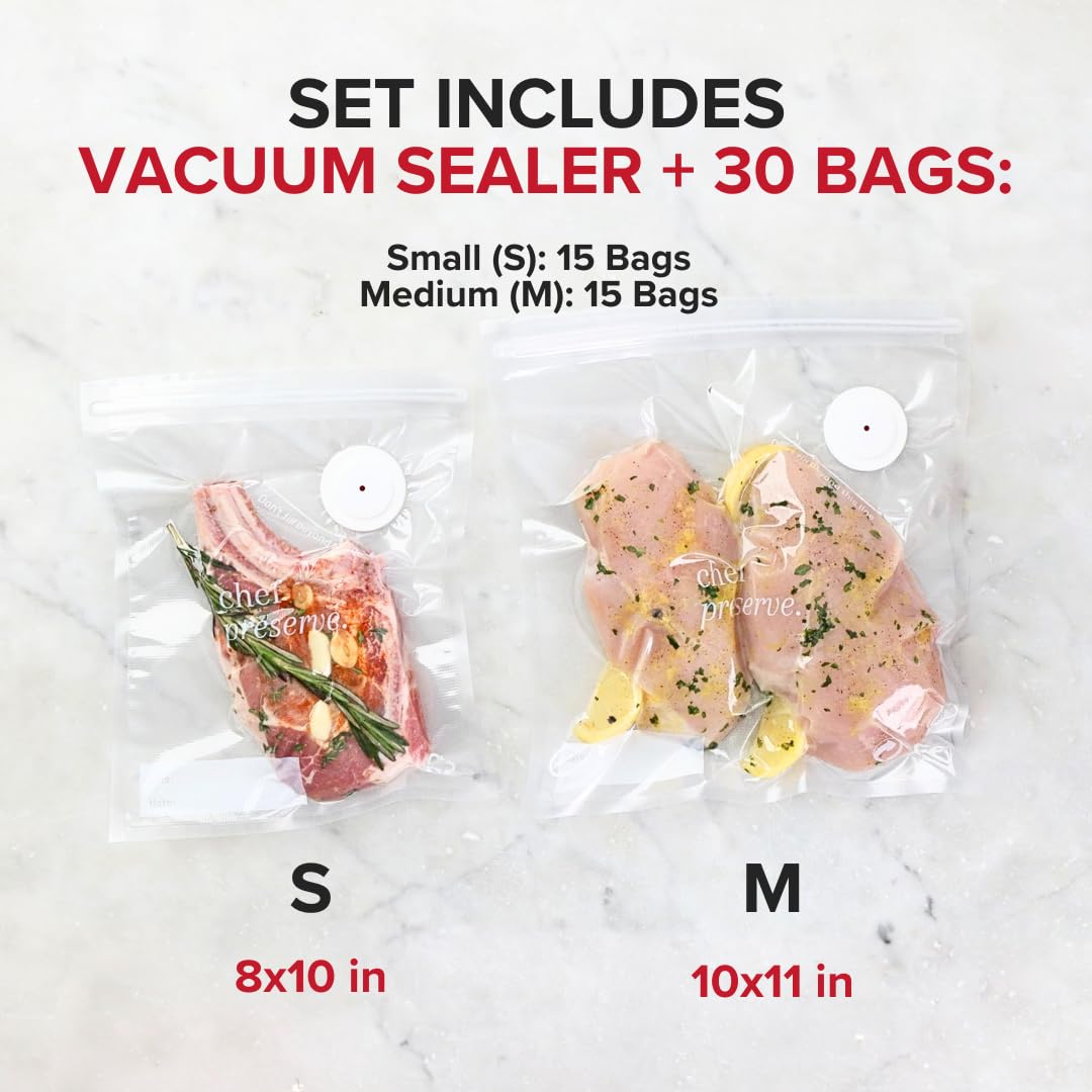 Chef Preserve Vacuum Sealer (Vacuum Sealer + 30 Bags)