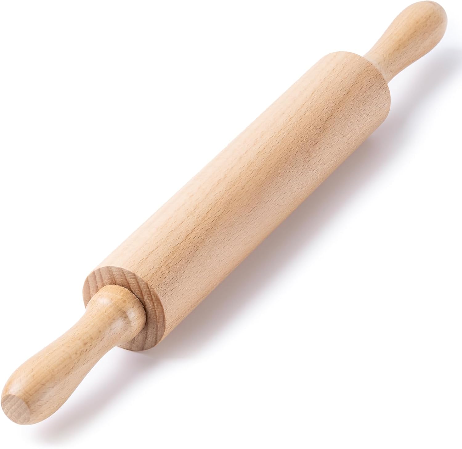 AISOSO Rolling Pins for Baking, 15.75 Inches Wooden Rolling Pin with Handles, Classic Nonstick Dough Roller for Fondant Pizza Pie Crust Cookie Pastry, Kitchen Baking Essentials, Light Yellow