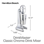 Hamilton Beach DrinkMaster elektryczny mikser do napojów, retro shake i spieniacz do mleka, 2 prędkości, bardzo duży kubek ze stali nierdzewnej o pojemności 28 uncji, klasyczny chrom