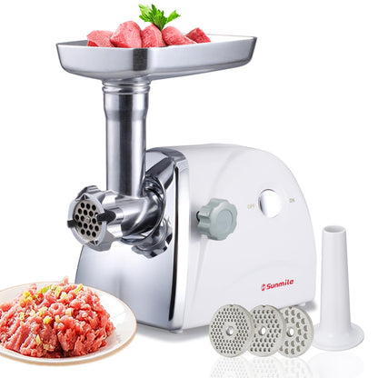 Sunmile SM-G31 Electric Meat Grinder - Max 1HP 800W- ETL Meat Mincer Sausage Grinder, Stainless Steel Cutting Blade, 3 Stainless Steel Grinding Plates, 1 Big Sausage Stuff