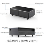 Gagawin Smart Coffee Table z lodówką i głośnikiem Bluetooth, Smart Refrigerator Table z ładowarką bezprzewodową, panelem sterowania dotykowego, gniazdem zasilania, portem USB, oświetleniem atmosferycznym (czarny, LT135 Pro)