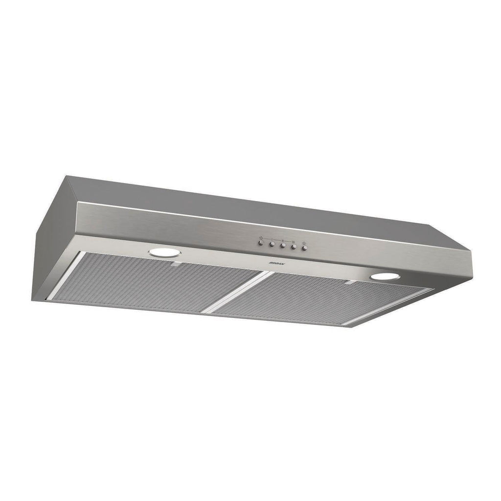 Broan-NuTone BCSQ130SS Trzybiegowy okap Glacier podszafkowy z oświetleniem LED, zgodny z normami ADA, 1,5 Sones, maks. dmuchawa 375 CFM, 30 cali, stal nierdzewna