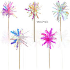 10 Pcs Happy Birthday Cake Toppers Foil Firework Cupcake Toppers Sparkle Tinsel Drink Stirrers Flowers Cake Decoration Cocktail Food Fruit Toothpick for Cake Decoration Party Supplies