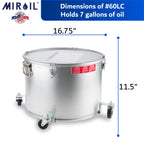 MirOil Oil Filter Pot Combo Set, Grease Bucket Oil Storage Pot, Safety Lid, Holds up to 55lbs Oil, Low Profile with Castor Mobility Base, Includes a B6PS Reusable Filter Bag