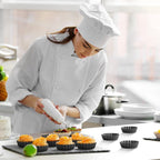 Tessco 16 Pieces Mini Tart Pans with Removable Bottom Nonstick Quiche Mini Pie Tart Pans Bakeware Mold Fluted Side for Pies(Black Gray Round,3 Inch)