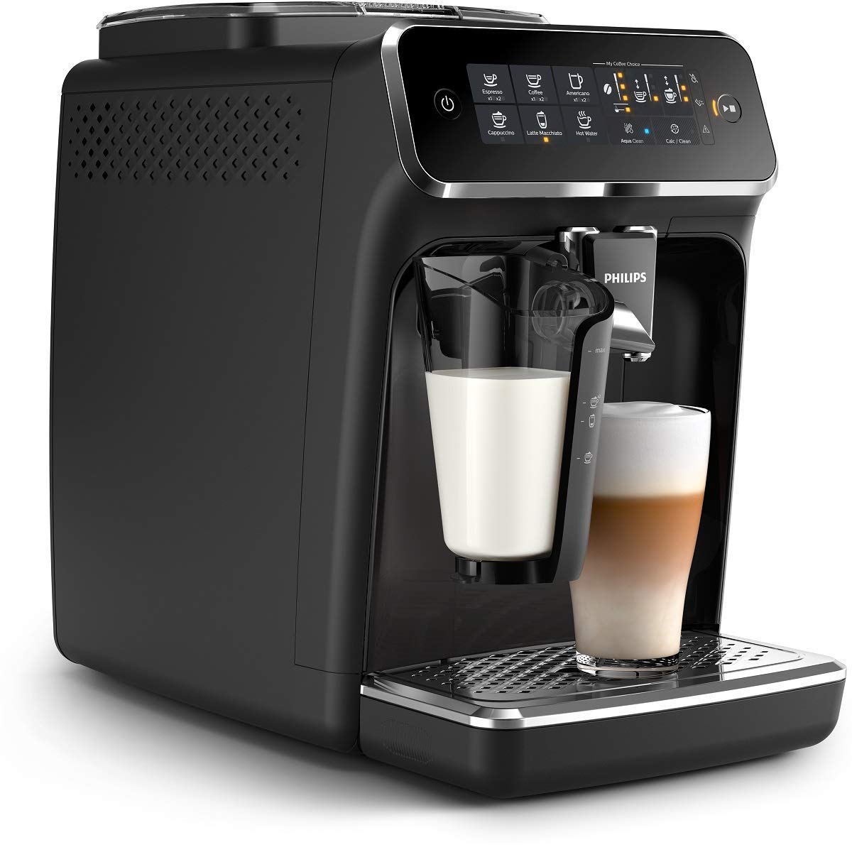 Philips 3200 Series Fully Automatic Espresso Machine w/ LatteGo, Black (Renewed)