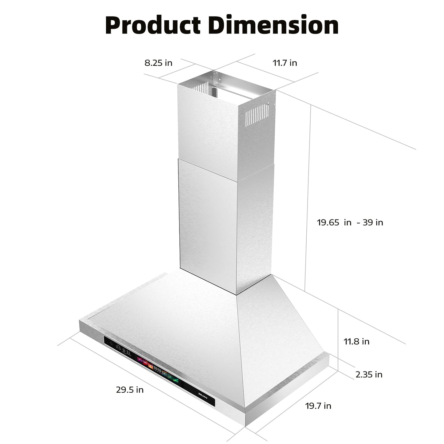 BRANO 30-inch Wall Mount Range Hood 900 CFM with Voice/Gesture/Touch Control, Stainless Steel Kitchen Hood Vent with 4 Speed Exhaust Fan, LED Adjustable Lights, Memory Mode