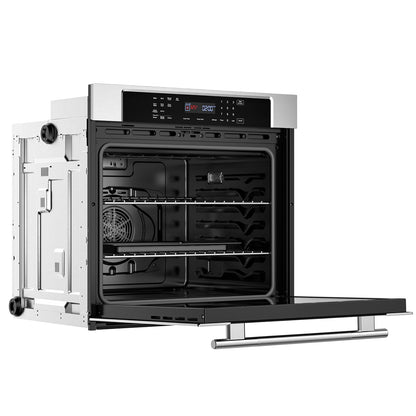 Empava 30 inch Electric Single Wall Oven with 10 Cooking Funcitons, Built-in Convection System with Screen Touch Control, 360° Rotisserie, Stainless Steel