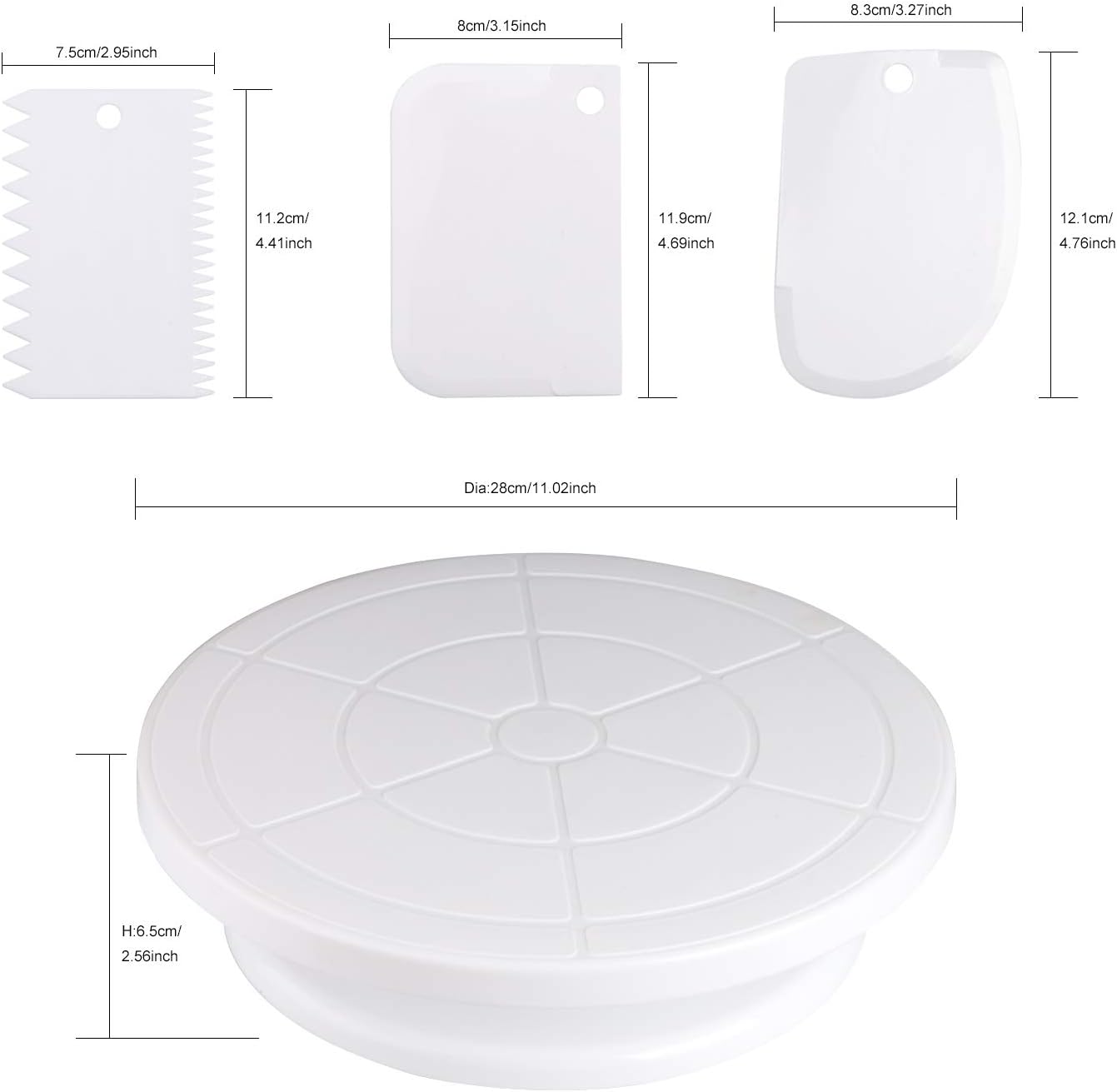 Cake Decorating Turntable,Cake Decorating Supplies with Decorating Comb/Icing Smoother(3pcs),2 Icing Spatula with Sided & Angled …