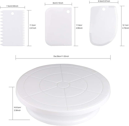 Cake Decorating Turntable,Cake Decorating Supplies with Decorating Comb/Icing Smoother(3pcs),2 Icing Spatula with Sided & Angled …