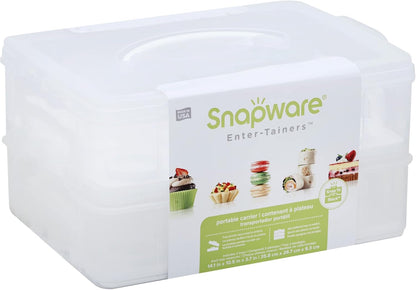 Snapware (2-Layer, 24 Cupcakes Plastic Detachable Cupcake Carrier Storage Container With Lid and Handle, Freezer Dishwasher Microwave Safe