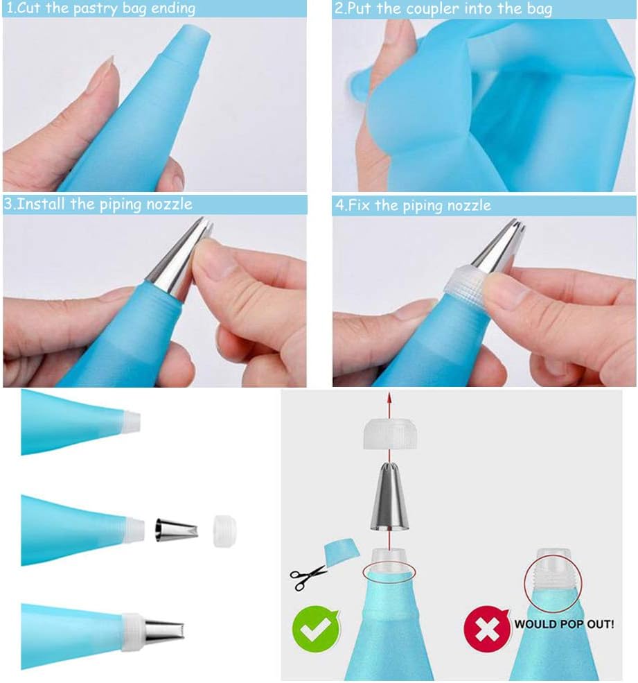 Piping Bag and Tips Cake Decorating and Baking Supplies Kit Includes Cupcake Icing Tips with Pastry Bag