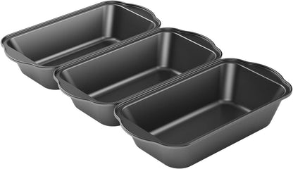 Tiawudi 3 Pack Nonstick Carbon Steel Baking Bread Pan, Large Loaf Pan, 9 1/2" x 5"