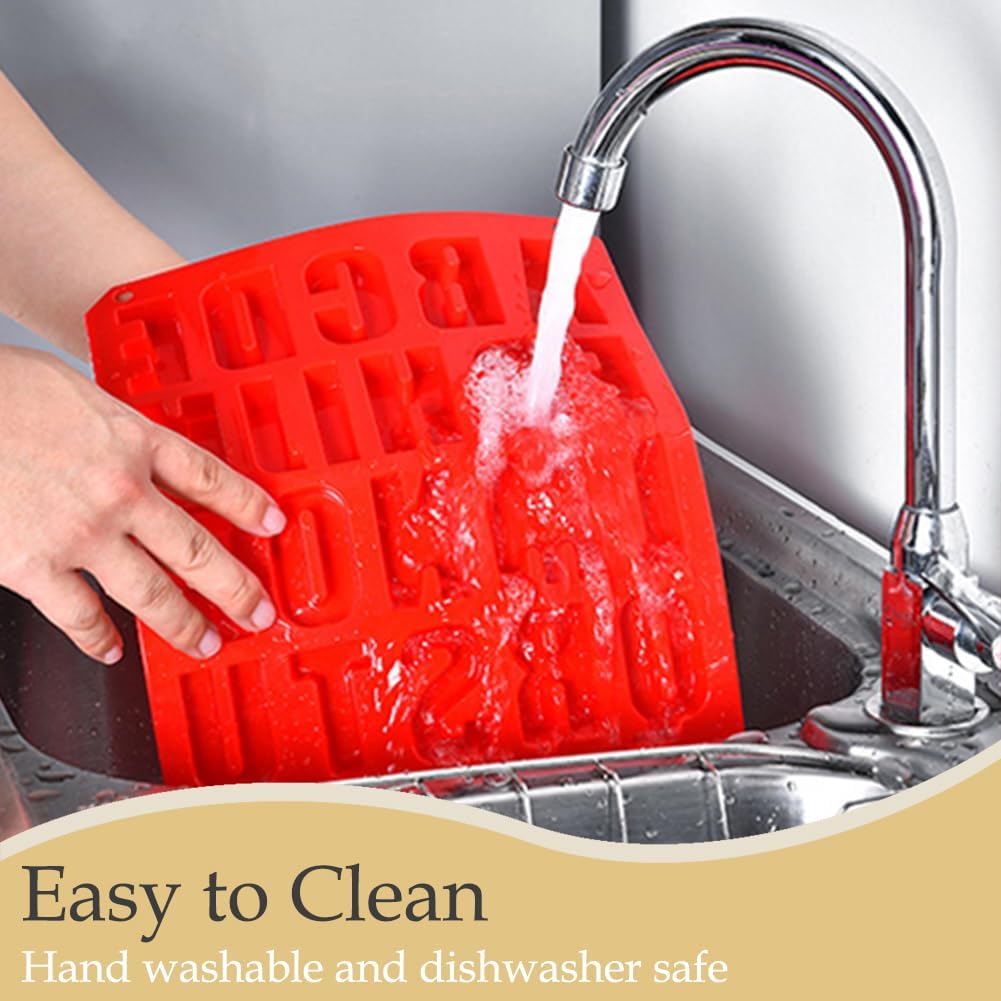 Silicone Letter Cake Mold BPA Free, Non-Stick Chocolate Mold Soft and Easy to Release, Decorating Silicone Red Mold Cake Baking Utensils Good Toughness DIY Ice Tray Kitchen Cake Pans