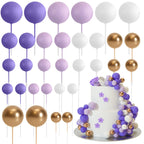 ASTARON 32 Pcs Ball Cake Topper Decorations Mini Balloons Cake Topper Sticks Foam Balls Cake Picks Cake Topper Balls Cake Decorations for Wedding Party Birthday Cake Decorating (Green Brown Gold)